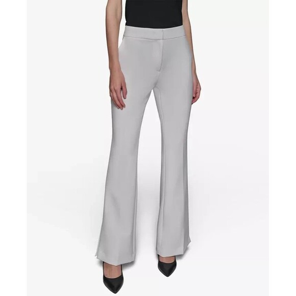 KARL LAGERFELD PARIS Women's High-Waisted Flare-Leg Pants Trousers Soft White 2 - Picture 1 of 7